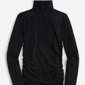 JCrew Black L Drapey Soft Ruched Matte Jersey Mock-neck Minimalist Normcore